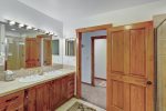 Double vanity, and wooden finishes